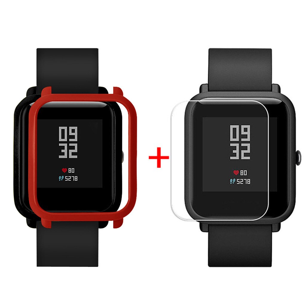 Protector Case Cover Shell + Screen Protector For Xiaomi / Huami Amazfit Bip Youth Watch Slim Colorful Frame Case Cover #25: Red