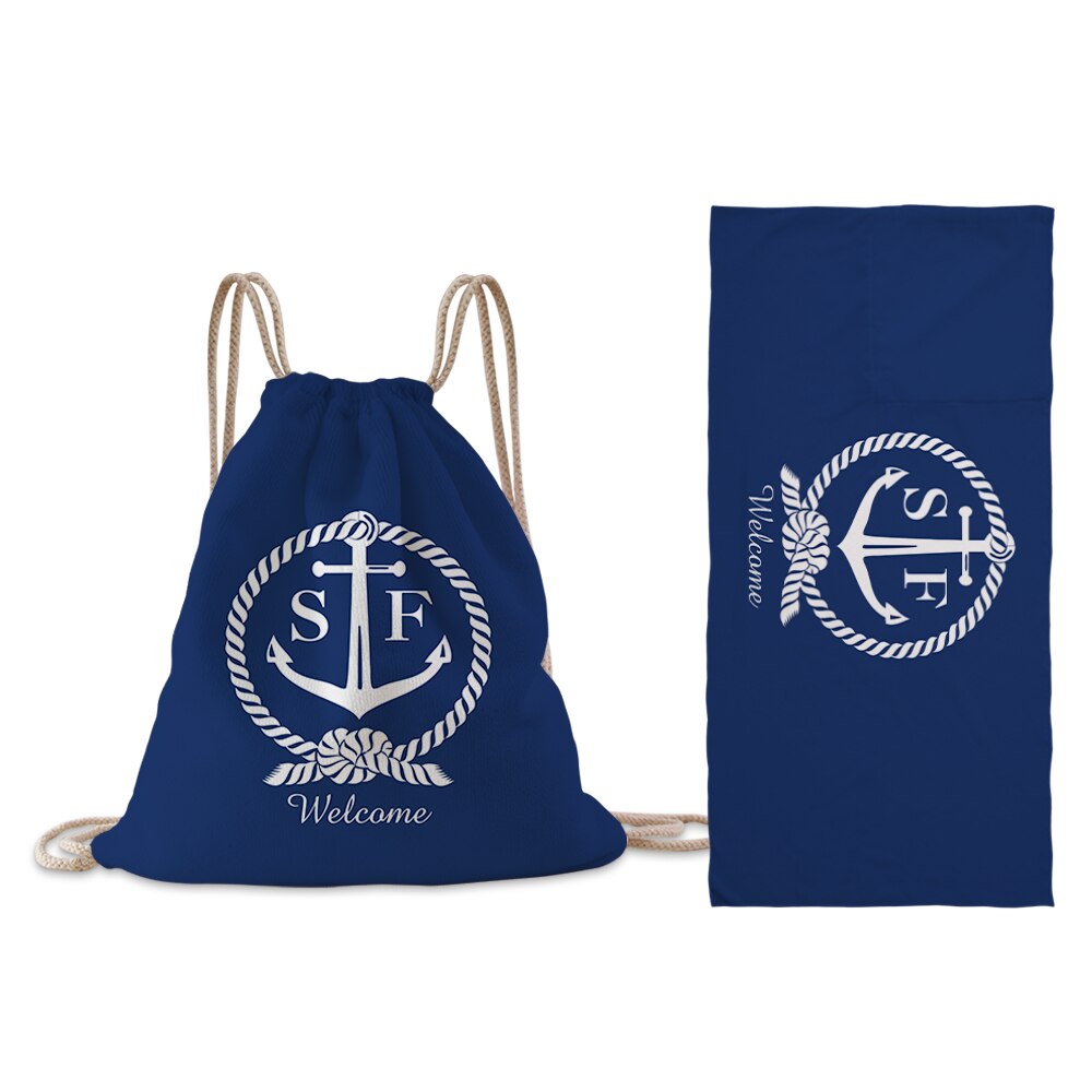 Silstar Tex – sac à dos serviette de plage Portable 2 en 1, nautique bleu, tissu délicat doux, Style jeu d'extérieur: BGT012-05
