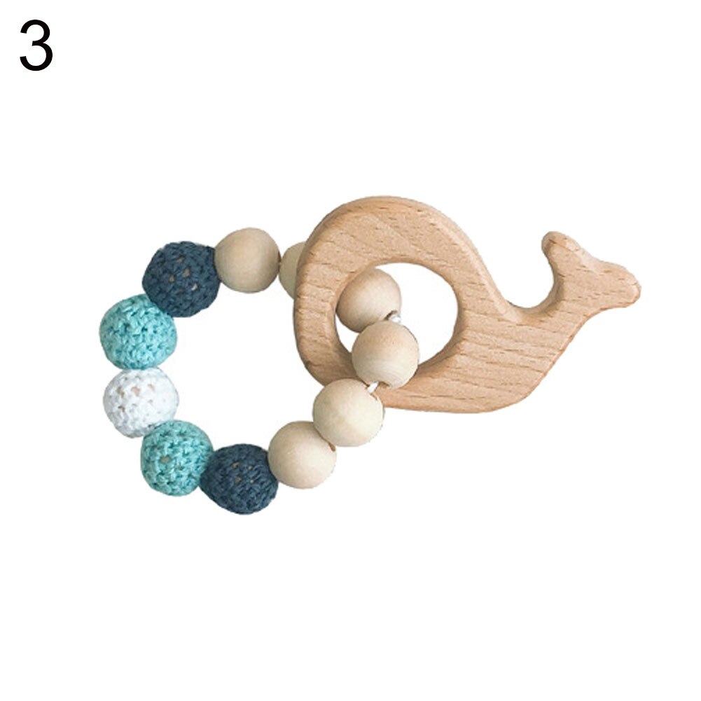 Houten Kralen Ring Baby Vis Walvis Bloem Bijtring Kauwen Ketting Armband Band Speelgoed