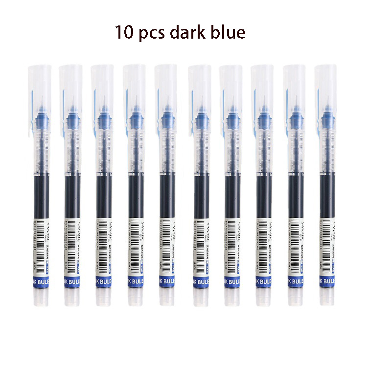 Bolígrafo de Gel líquido recto de 10 colores, bolígrafos de Gel coloridos de gran capacidad de secado rápido, bolígrafos Rollerball de 0,5mm, papelería para escuela y oficina: Azul marino