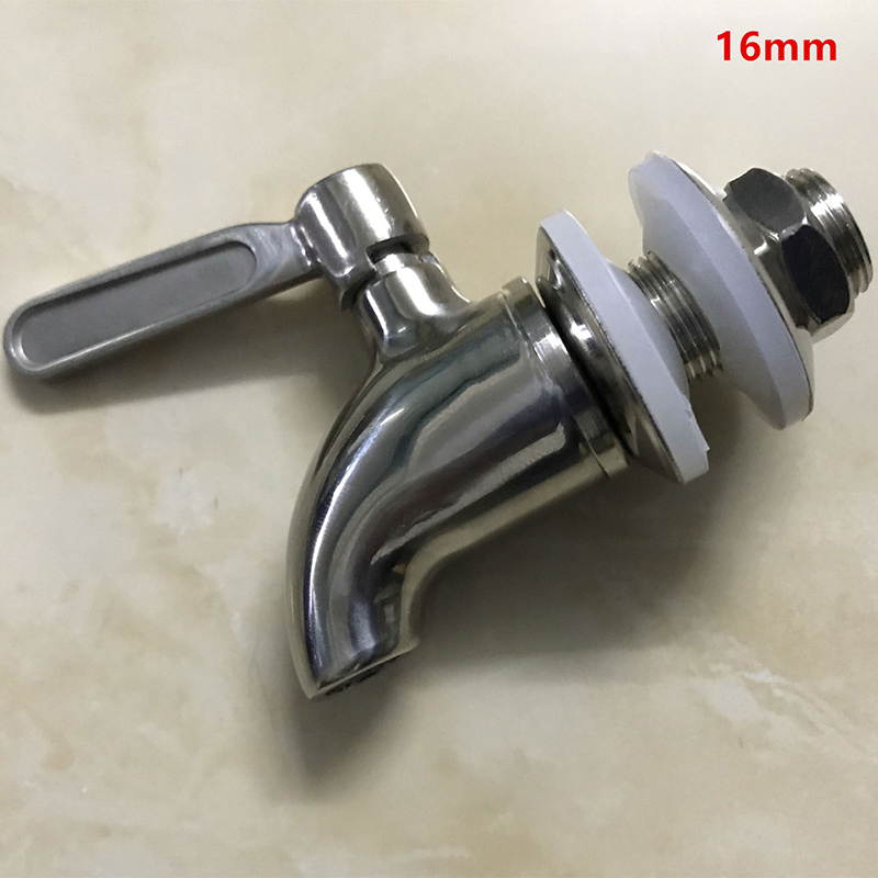 1 st rostfritt stål kran kran för hem fat jäskar vin öl dryck juice dispenser tapp dryck kylskåp vin propp: A 16mm