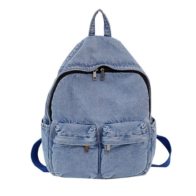 2021 New Denim Women zaino zaino da viaggio retrò zaino di grande capacità borse da scuola per studenti universitari per ragazze adolescenti Rugtas: Light Blue2