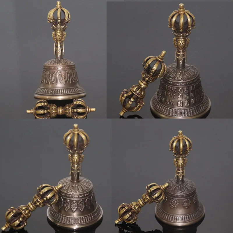 Nepal Tibetaanse Klokken Klinken Handgemaakte Koperen Vajra Bel En Stamper Meditatie Tool Geluid Genezend Instrument Boeddhist Levert