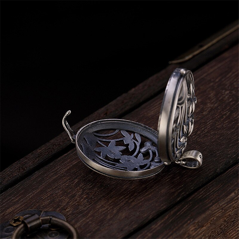 V.YA Real 925 Sterling Silver Locket Box Pendant for Women Female Hollow Flower Shape Pendants Jewelry without Chain