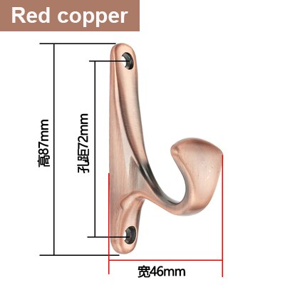 87*46mm Brons Metalen deur muur haken hanger Antieke Haken Muur Hanger Gebogen Gesp Hoorn Lock Sluiting Gewaad haken Voor Kleding: Red copper