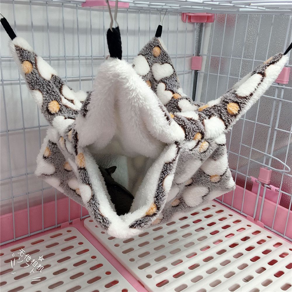 Small Pet Hammock Hanging Beds Hamster Cage Ferret Rat Squirrel Beds Comfortable Double-layer Plush Cotton Nest Pet Sleeping Bag