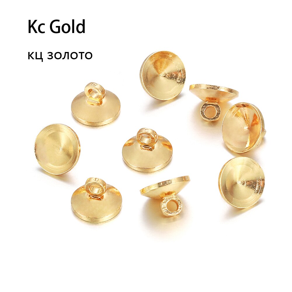 50 teile/los Material Kupfer Perlen Kappe passen Glas wünschen Flasche Anhänger Kappen Anschlüsse Für DIY Schmuck Handgemachte Liefert: KC Gold / 6mm x 50Stck