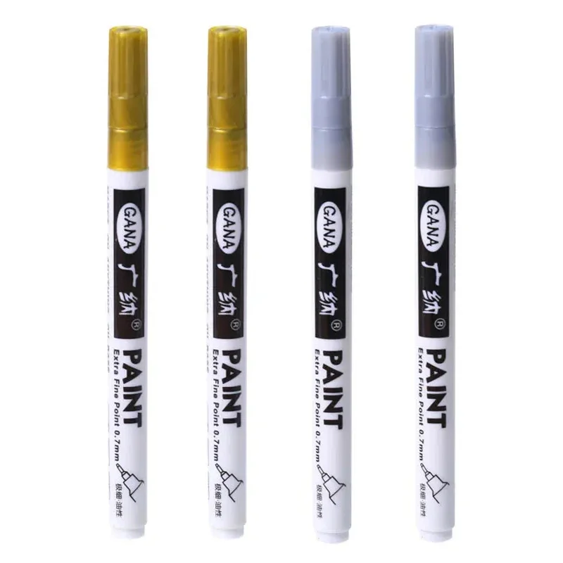 4 Pçs/set À Base de Óleo Branco Preto Marcadores de Tinta Permanente Canetas 0.7mm Extra Fino À Prova D' Água, para Pintura em Rocha, Madeira, Metal, Tela: Marrom