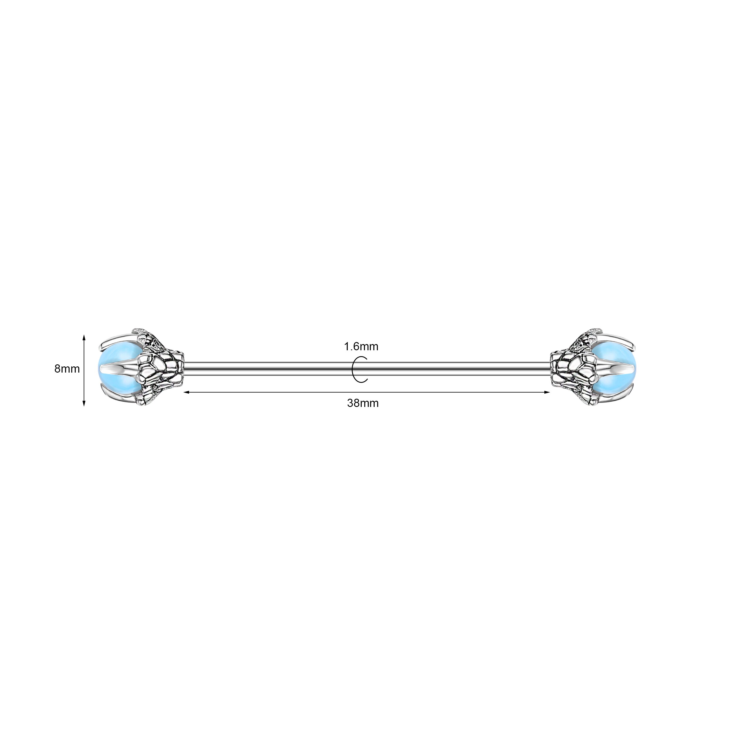 Aoedej piercing industrial brinco feminino hélice de aço inoxidável orelha piercing dragão cobra longo brinco jóias barbell: 00082BL