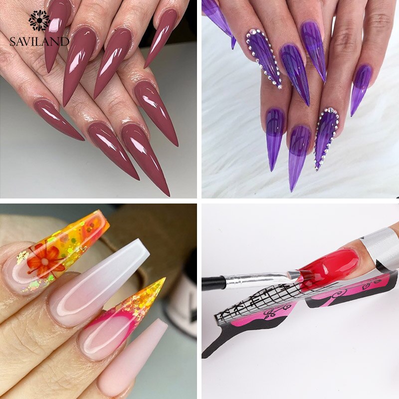 Saviland Nail Art Gereedschap Franse Nail Uitbreiding Acryl Uv Gel Tips Vlinder Vorm Sticker Gids Voor Manicure Nagels