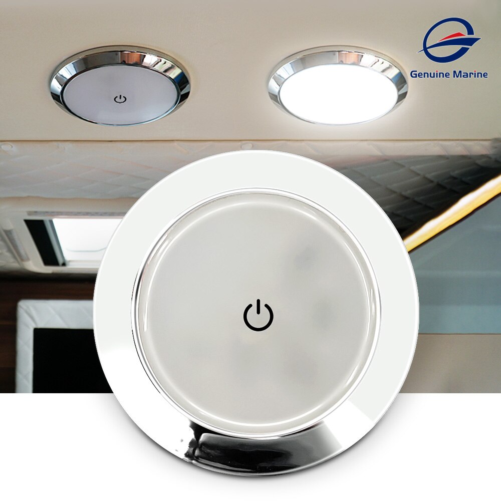 Luz Led redonda para Interior de coche, lámpara de techo con interruptor para Camper, caravana, barco, accesorios, 5W, 12V