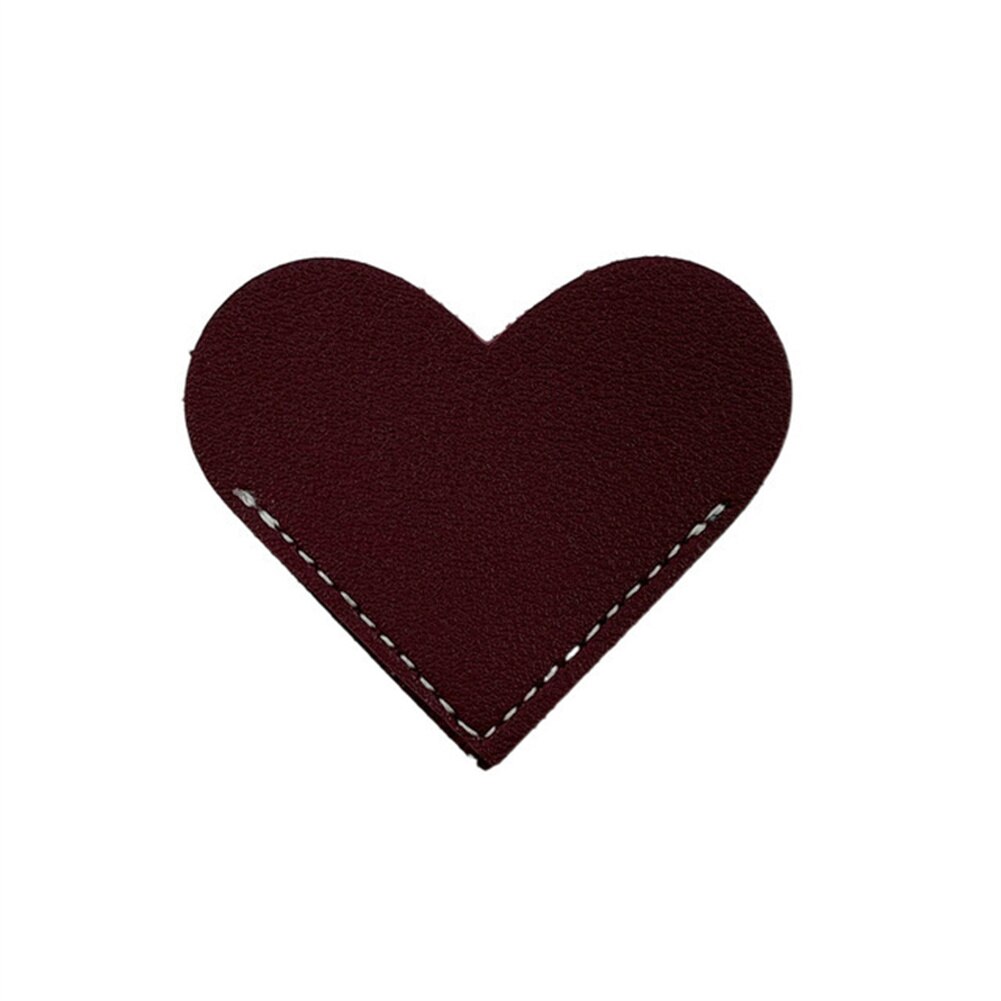 Pu Leather Heart Bookmark Book Corner Protective Cover Bookworm For Book Lover Stationery Supplies Bookmark: Wine red