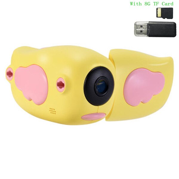 8mp børn videokamera fuld  hd 1080p digitale børn videokamera legetøj foto video optager dv med 2.0 &quot; tft-skærm til børn& #39 ;: Gult 8g kort
