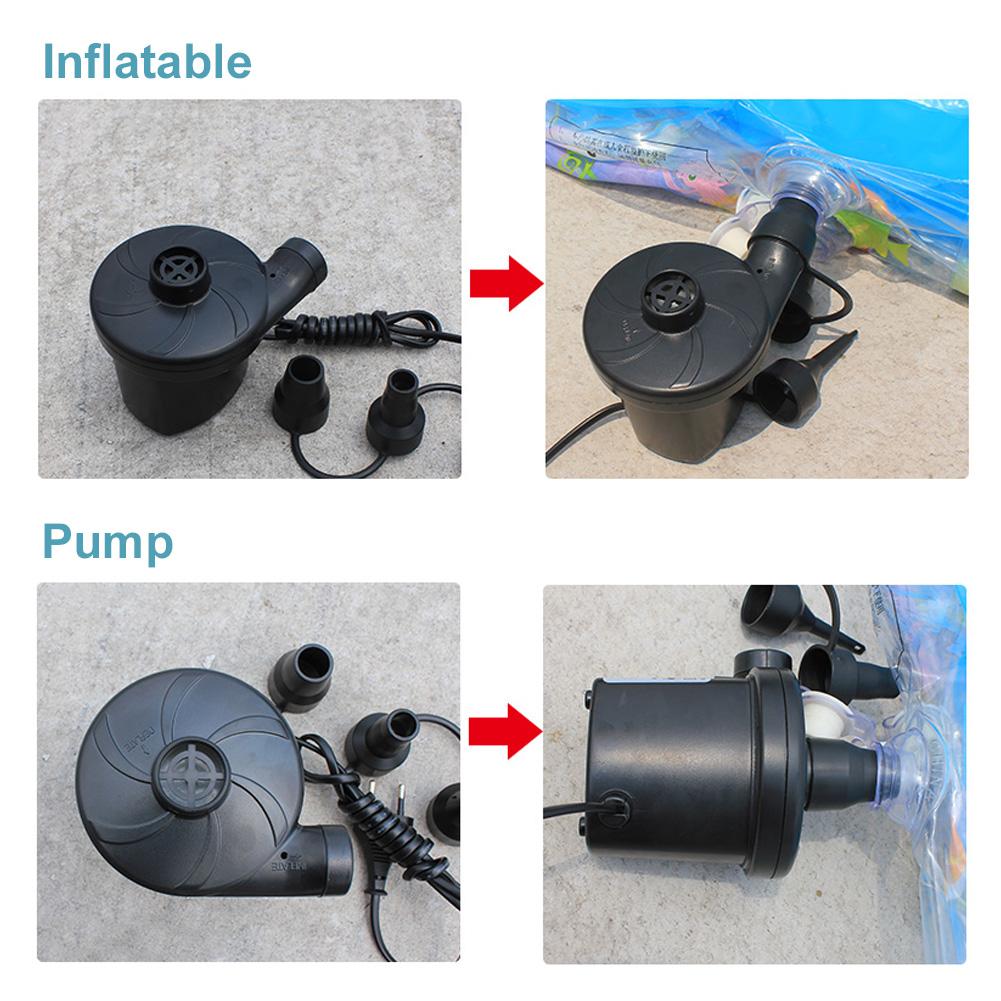 Electric Air Pump with 3 Nozzles Portable Quick-Fill Pump Fast Inflator for Inflatable Pool Floats Cushions Air Mattress Boats