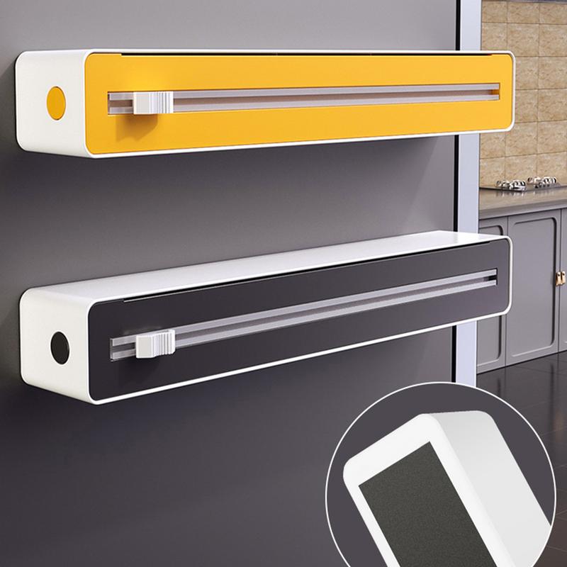 Dozownik folii spożywczej z nożem Uchwyt na folię aluminiową Wytrzymały obcinacz folii spożywczej Oszczędzający miejsce organizer na wosk