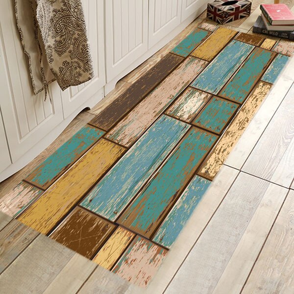 Tapis de sol de cuisine en Grain de bois ancre | Tapis de sol de porte, tapis antidérapant pour salon, couloir chambre à coucher, salle de bain, tapis de sol