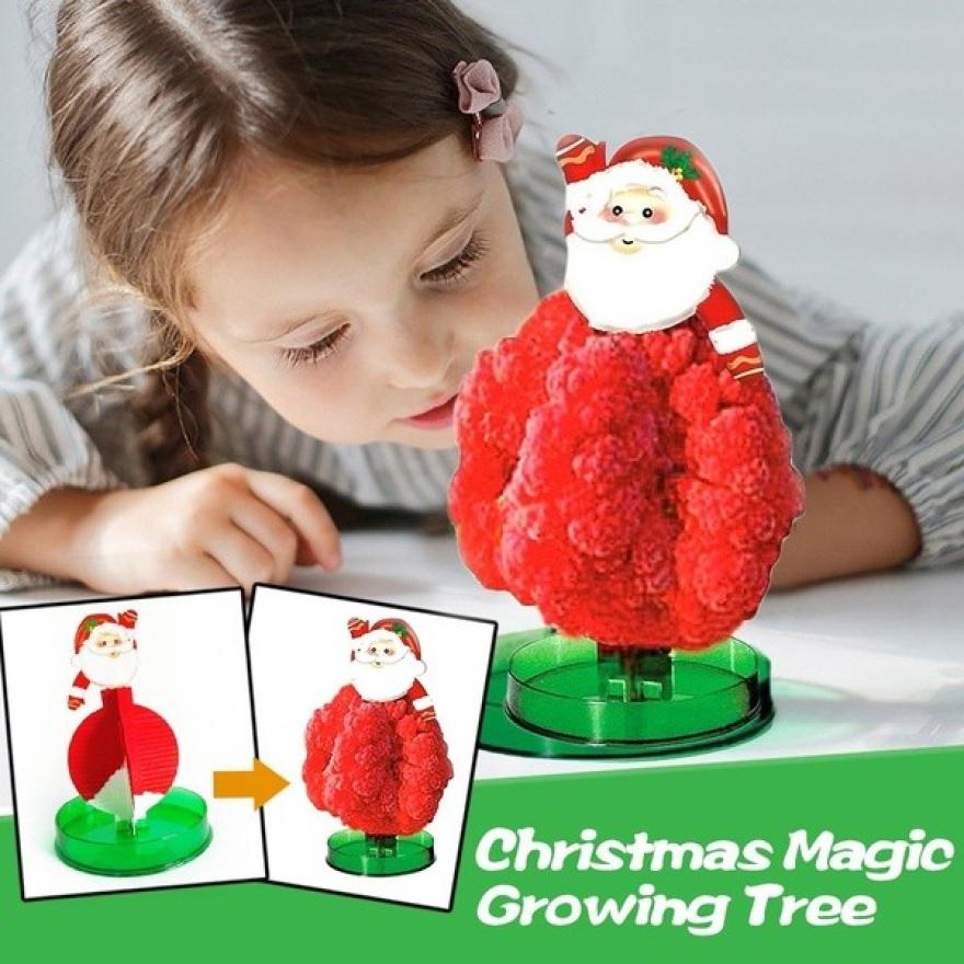 Árbol de Navidad para niños, árbol misterioso, crecimiento de cristal mágico, suministros para de Navidad de cumpleaños, árbol de cerezo, Santa, muñeco de nieve, decoración