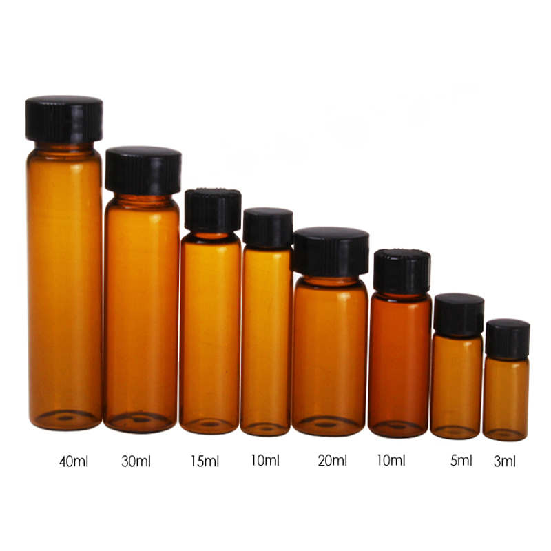Flacon d'huile essentielle de bouteille d'échantillon de 15ml avec le bouchon à vis de tampon intérieur de PE bouteille de laboratoire de chimie de Tube à essai en verre 10 pièces/pack