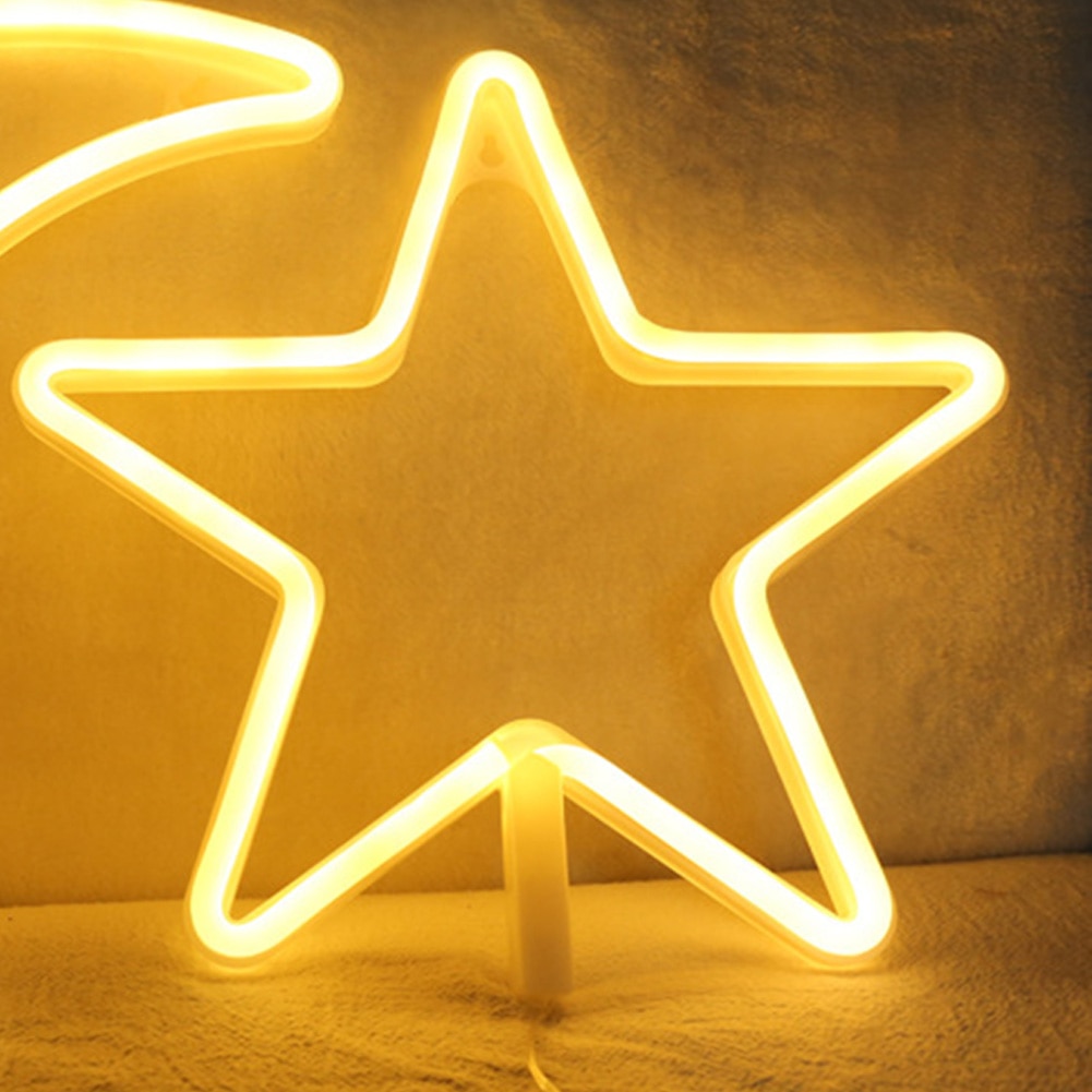 Led Star Shape Wall Hanging Neon Light Festival Christmas Indoor Party Decor Bedroom Desktop