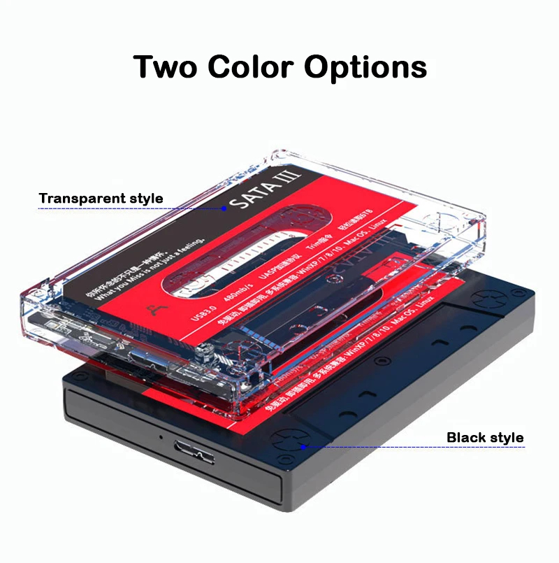 USB 3.0 External HDD Case 2.5 Inch SATA 3.0 Mobile Hard Drive Enclosure Support UASP for PC Laptop - Hard Drive Box