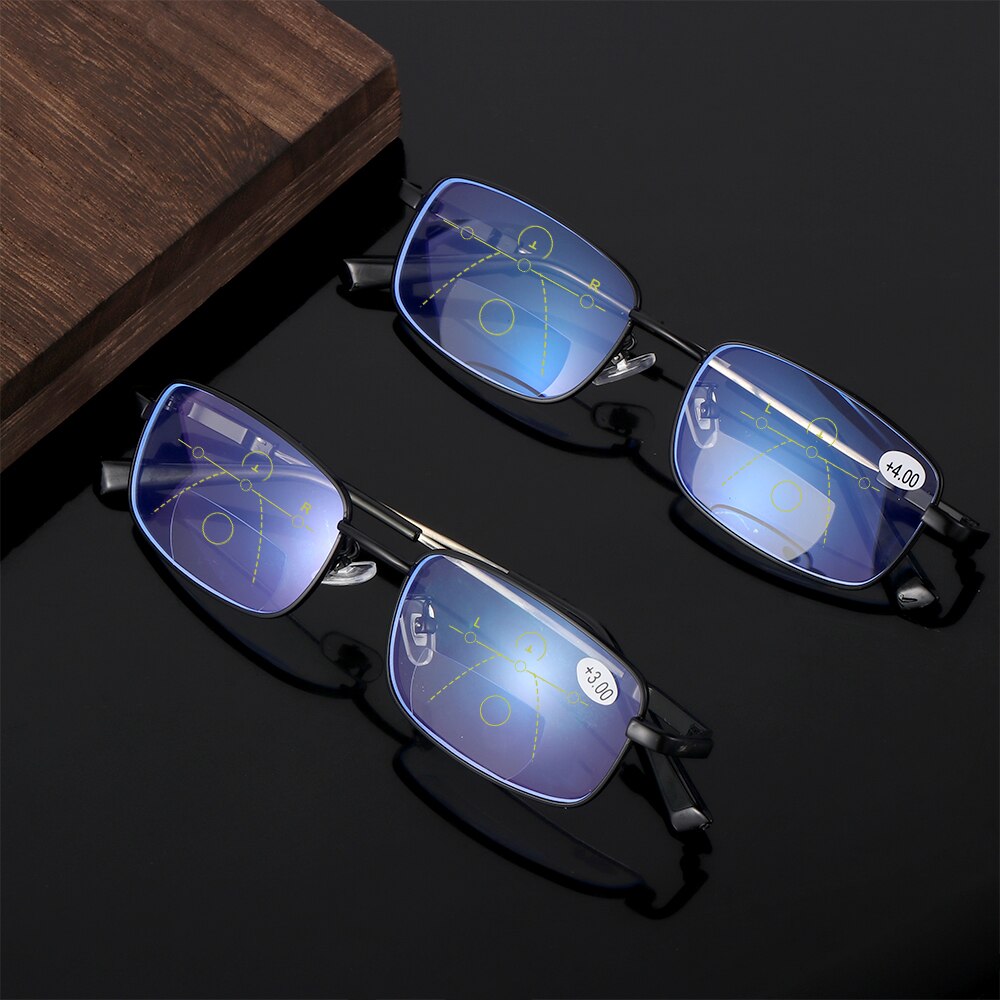 Unisex Blue Light Blocking Reading Glasses Progressive Multifocal Presbyopia Glasses Anti Glare Eye Strain Readers Eyeglasses