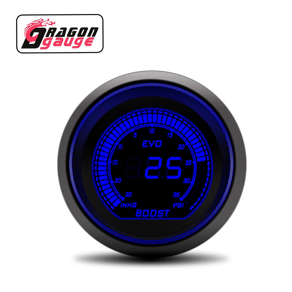「DRAGON」Factory sales 2"52mm turbo gauge/Booster meter-30~35psi Red/Navy Double color 12 volt car Refit Accessories+Gauge Pods