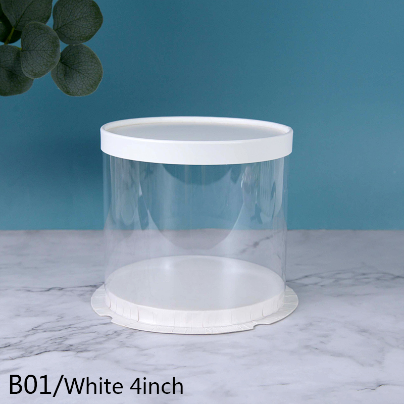 Cajas de pastel transparentes de PVC de 4/6 pulgadas, caja de embalaje de para pastel transparente redondo, decoración de para postre, de aniversario de boda y cumpleaños: Color zafiro profundo