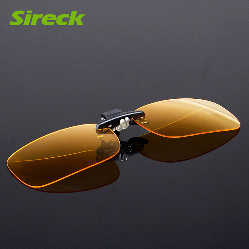 Sireck Flip Up Polarized Sunglasses Clip On Myopia Glasses Men Women Night Vision Goggles UV400 Bike Bicycle Fishing Sun Glasses: SGL002YL Yellow