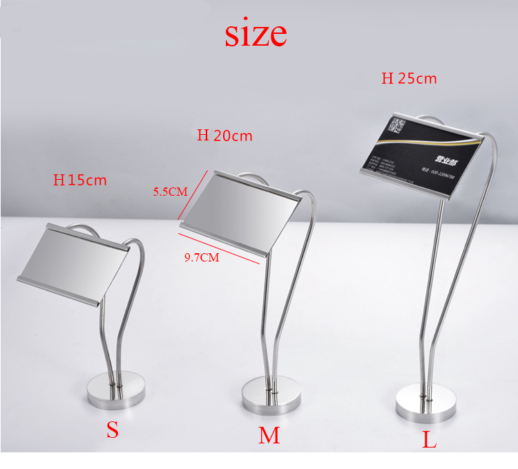 Silvery Metal Name Card Display Table Stand Sea Food Store Price Label Holder Stand Sign Memo Price Tag POP Clip Tag Frame Rack