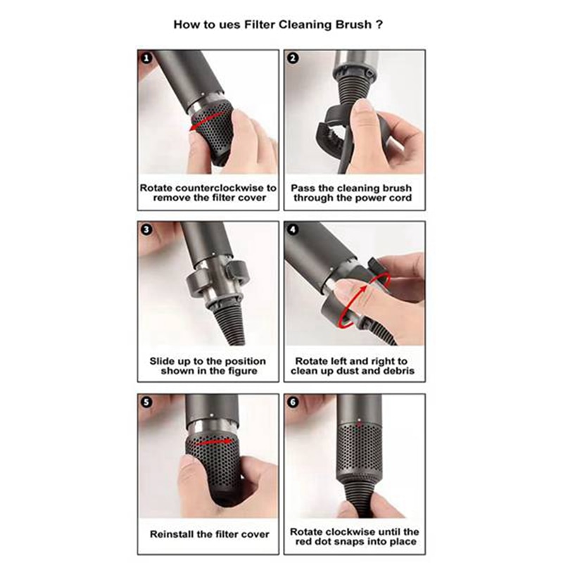 Peigne cylindrique, brosse de nettoyage pour Dyson Airwrap bigoudi rotatif lissage des cheveux brosse de bouclage