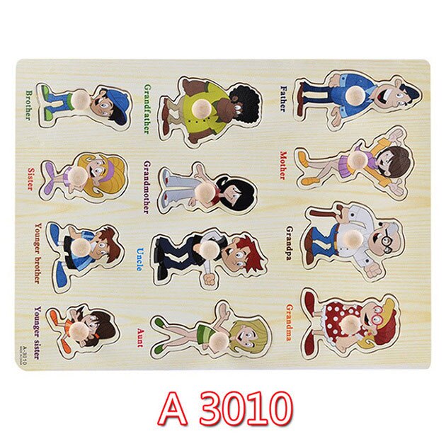 30cm Kid Early educational toys baby hand grasp wooden puzzle toy alphabet and digit learning education child wood jigsaw toy: A3010