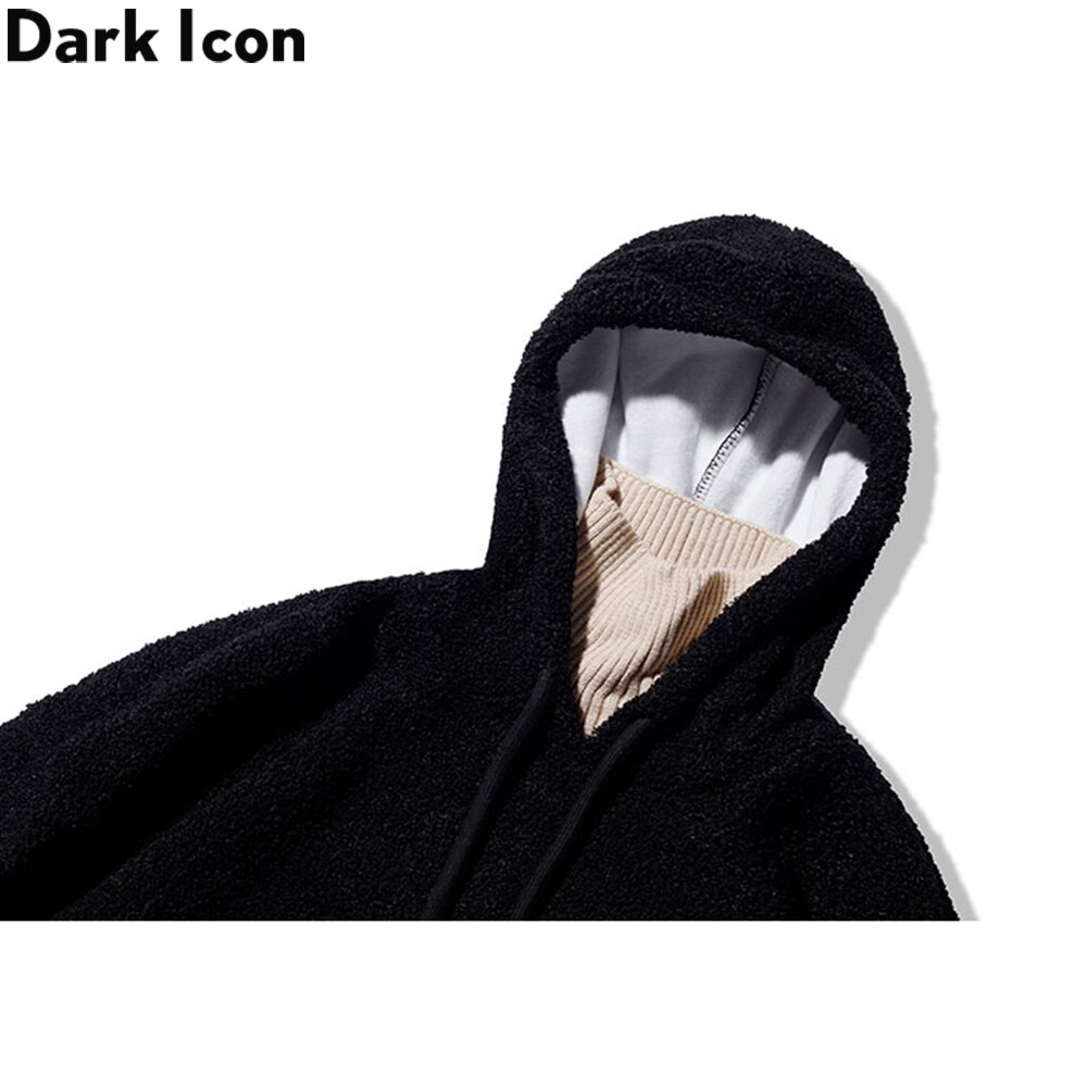 Dark Icon Fleece Pullover Men's Hoodie Autumn Oversized Sweatshirts with Hoodie Preppy Style Man Clothing