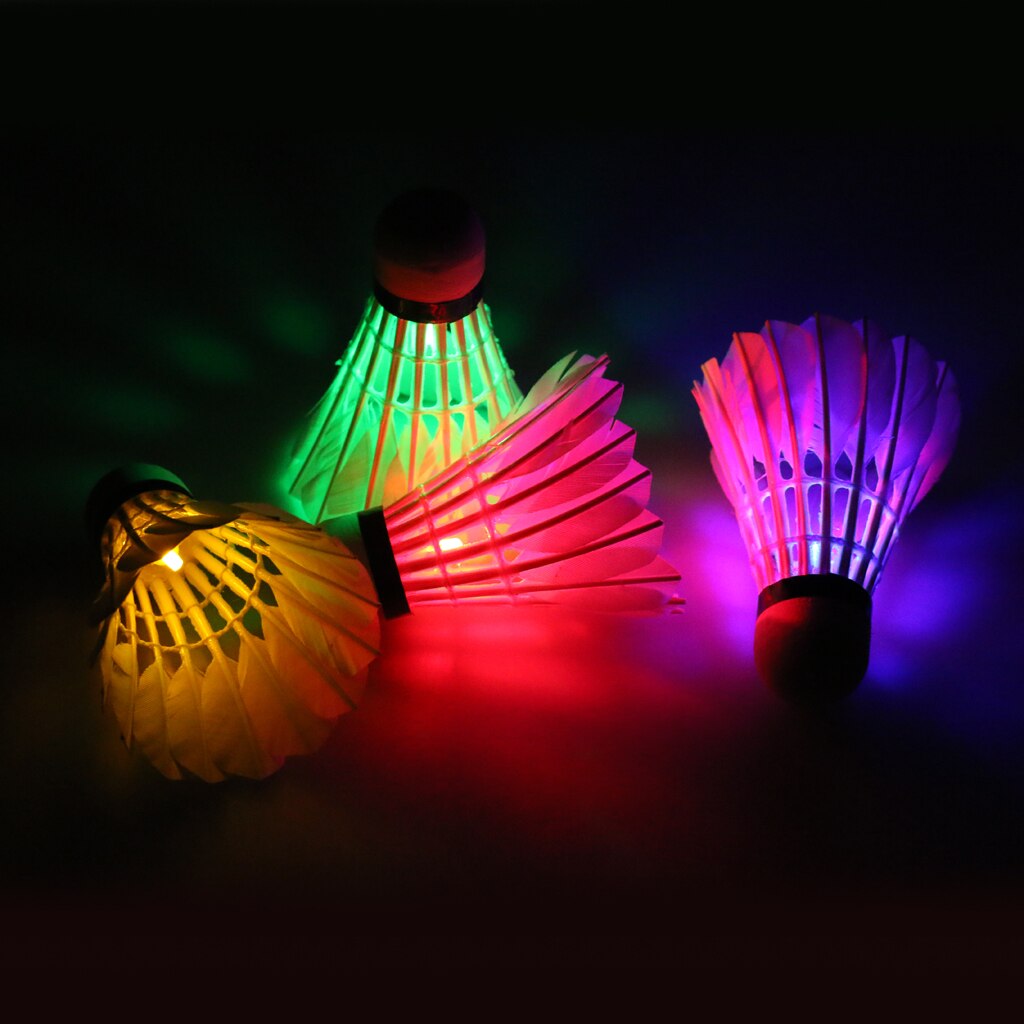 4 Mix Kleur Led Badminton Shuttle Night Glow Birdies - Pack Van 4