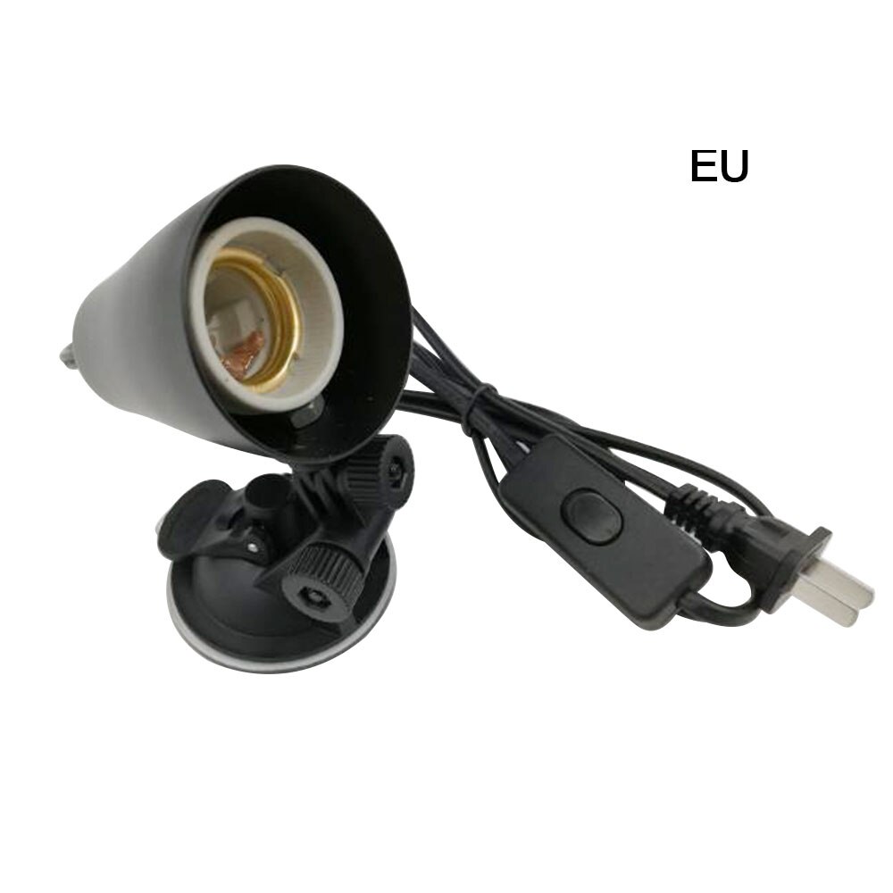 Lámpara de calor giratoria UVA UVB, accesorio de bombilla, soporte de luz Sucker para reptiles, tortugas, pecera, Habitat con interruptor, luz de Metal: Sucker EU