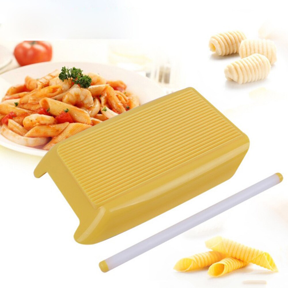 Manual Spaghetti Gnocchi Noodles Stencil Maker Dough Rolling Pin Set DIY Pasta Macaroni Plastic Board Mold Stamps Kitchen Gadget