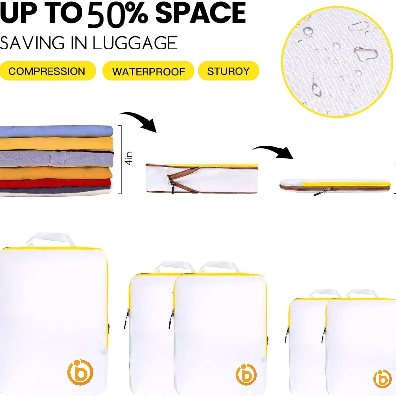 2/6/9 Set Compression Packing Cubes Waterproof Travel Organizer Bags Space-Saving Luggage Storage for Suitcase Travel Essentials