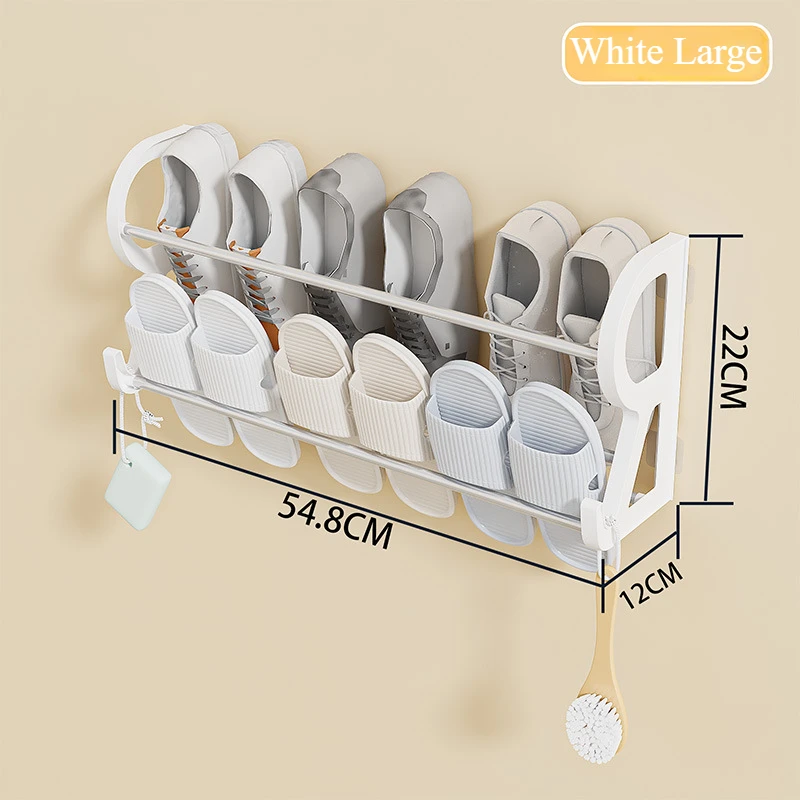 Boven de deur Schoenenrek Stickable Shoe Organizer Wandmontage Geen ponsen vereist Slipper Rack Badkamer Multifunctionele plank: Lavendel