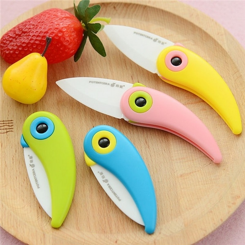 Mini Blade Keramische Pare Schil Dunschiller Pocket Fold Mes Cut Slice Picknick Fruit Bestek Cutter Vogel Groente Keuken Zak Doos