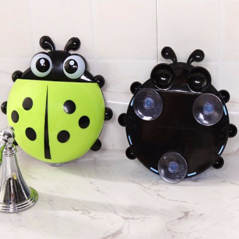 Animal mignon dessin animé coccinelle rouge vert jaune bleu couleur belle enfant salle de bain accessoires ventouse articles de toilette porte-brosse à dents