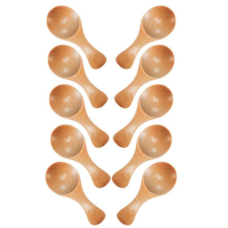 Manche court 10 paquets de petite cuillère en bois, parfait pour les petits pots de confiture, épices, Condiments, assaisonnements, sucre, miel, Coff