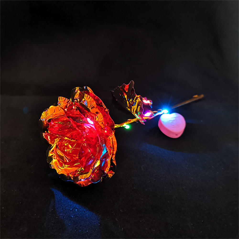 1Pc Valentine's Day 24K Aluminum Foil Rose Gold Rose Lasting Eternal Love Wedding Decoration Lover Lighting Rose: DARK GRAY
