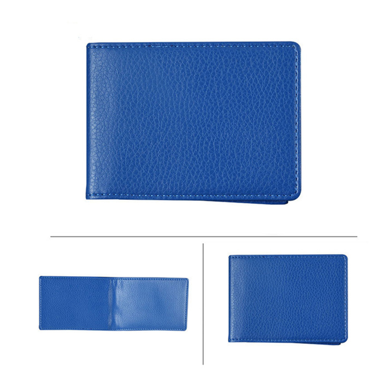Carteira de carteira de carteira de carteira de certificado de identificação de negócios carteira de carteira de carteira de carteira de couro de couro de plutônio ultra-fino na capa para documentos de condução de carro: Azul