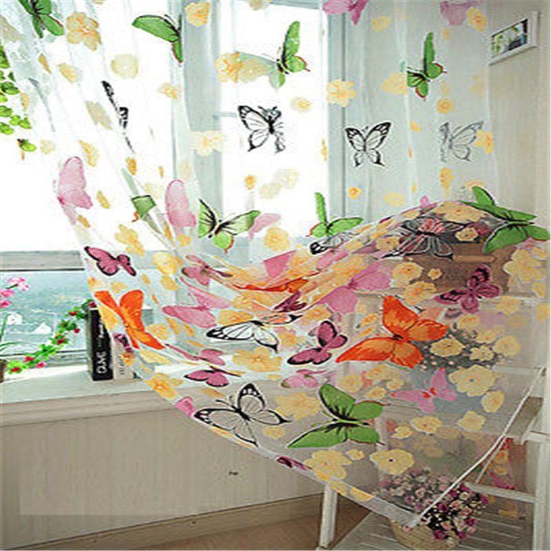 200cm x 100 cm sommerfugletryk rene vinduespanel gardiner rumdeler til stue soveværelse køkken værelse