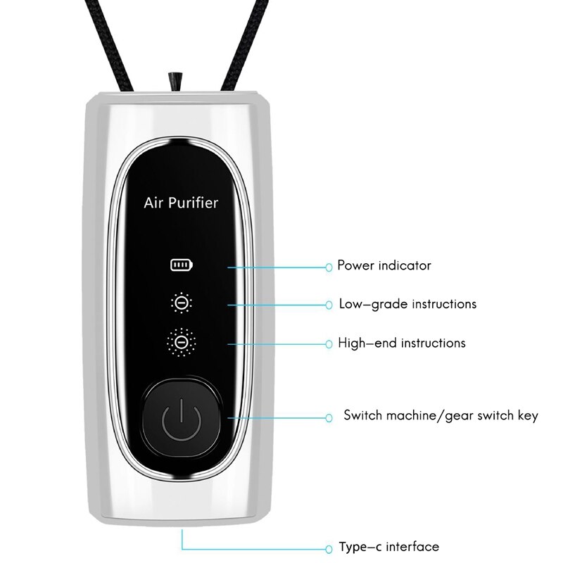 Purificador de aire portátil Personal para coche, Mini Barra de oxígeno portátil con batería de 700MAh, Ion negativo, para colgar en el cuello