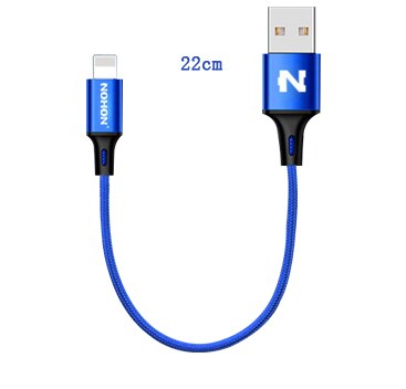 Nohon 2 In 1 Usb Kabel Micro 8Pin Usb Snel Opladen Kabels Voor Iphone 8X7 6 6S plus Ipad Ipod Samsung Nokia Nylon Draad: 22cm Blue