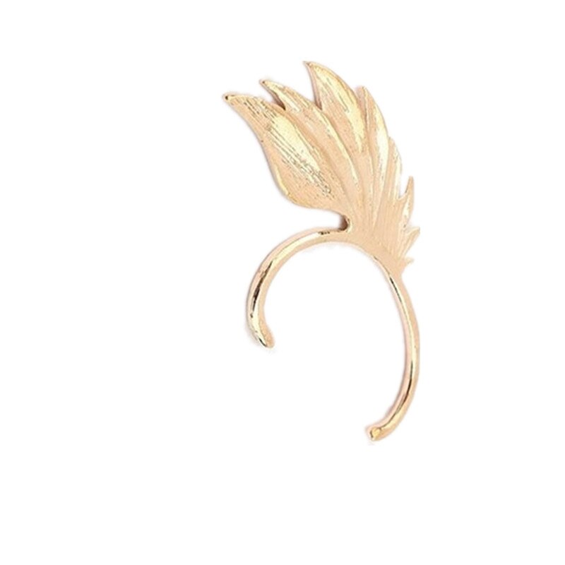 Single Girl Ohrmanschette Ohrringe 1PC Angel Feather Golden Ohrclips für Frauen Linksohr Punk Schmuck: Gold