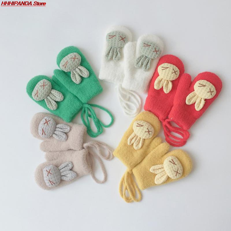 1 Paar Herfst Winter Warm Baby Handschoenen Cartoon Animal Bunny Thicken Kids Handschoenen Voor Baby Meisje Jongen Zachte Nylon Kinderen wanten