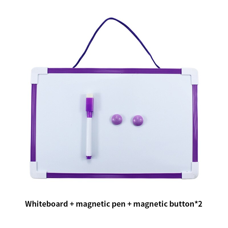 Erasable And Magnetic Kids Whiteboard Dry Wipe Board Double-Sided Message Board Mini Drawing Writing Whiteboard With Pen: purple