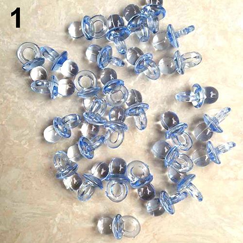 50 stuks transparante acryl mini fopspenen babyshower feestgunst meisje jongen speldecoratie: Blauw