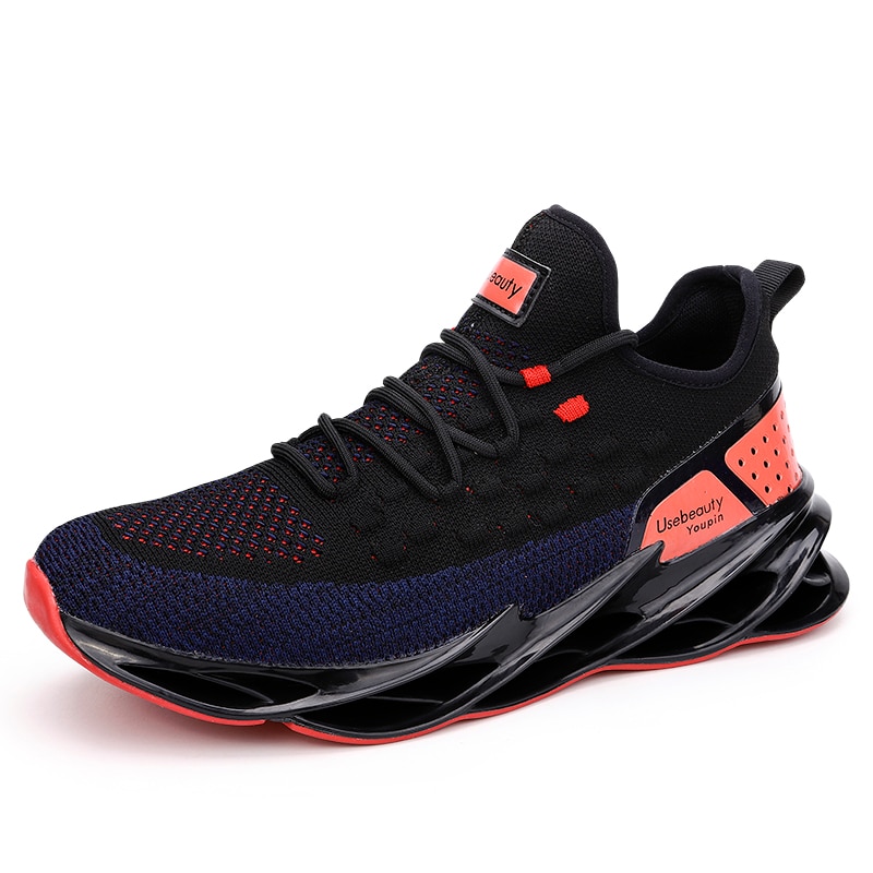 zapatillas de deporte de malla zapatos transpirables para hombre, zapatos de deporte para hombre, con cordones, antideslizantes, para caminar, talla grande 46